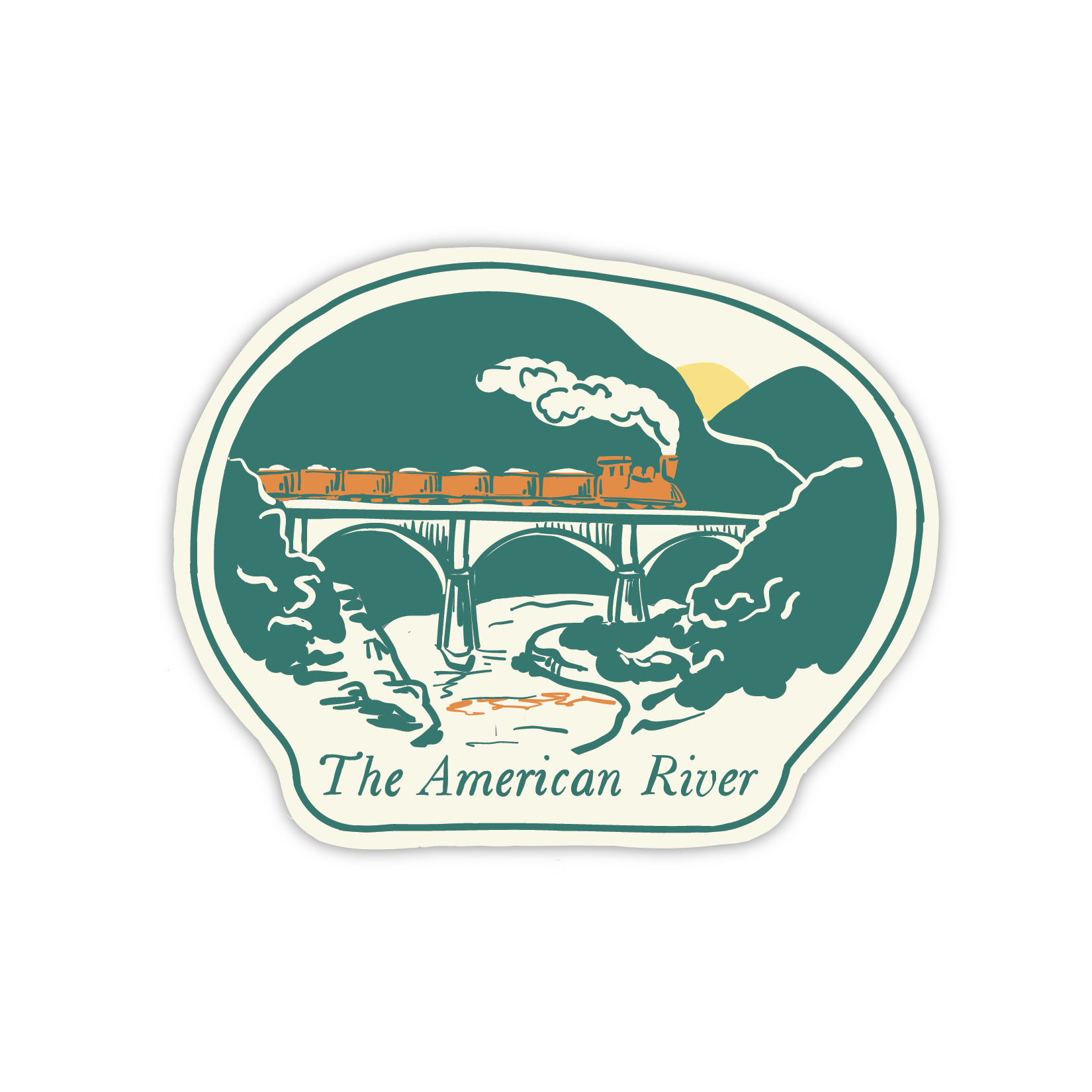 The American River • Vintage Style Sticker