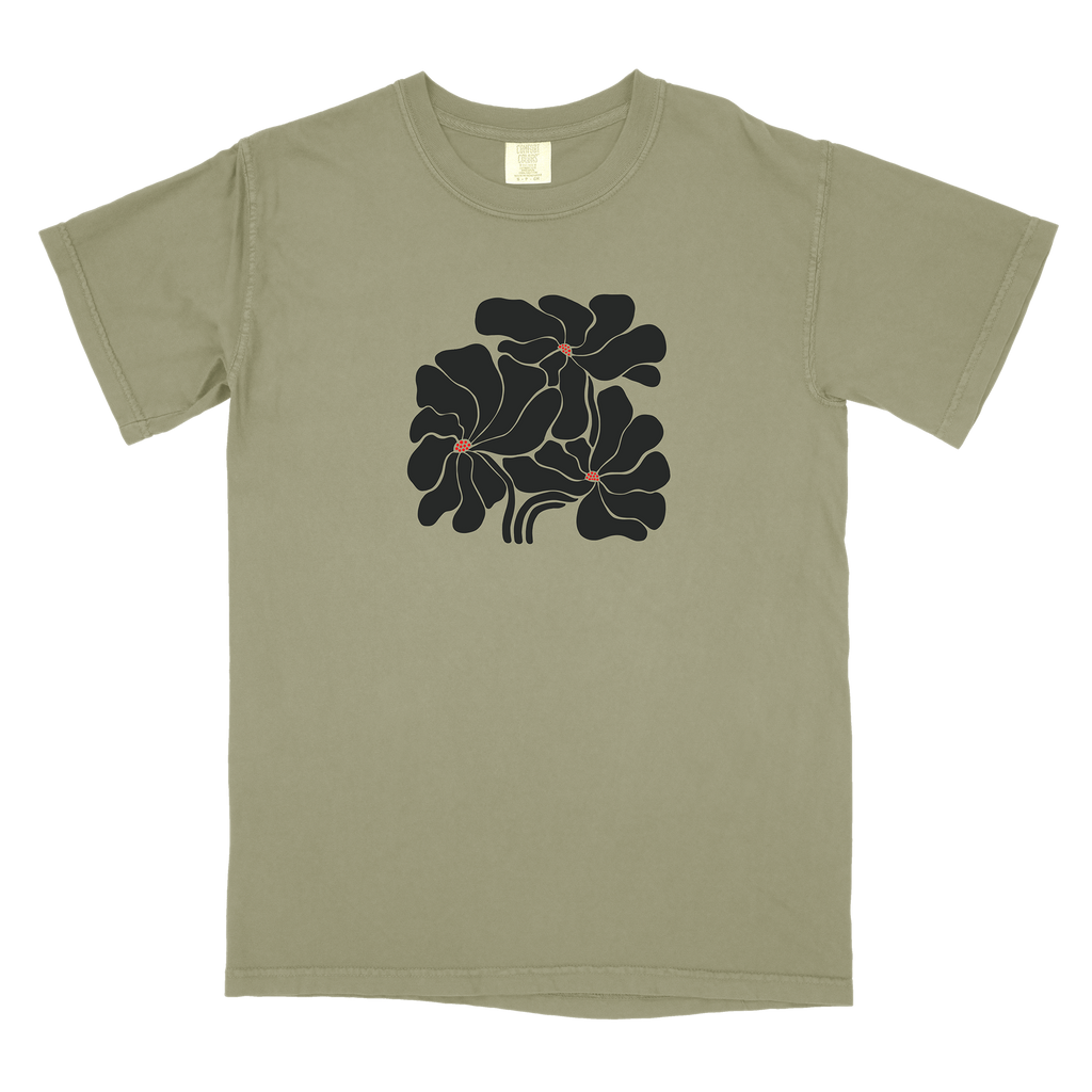 Flowers Tee - Khaki Green