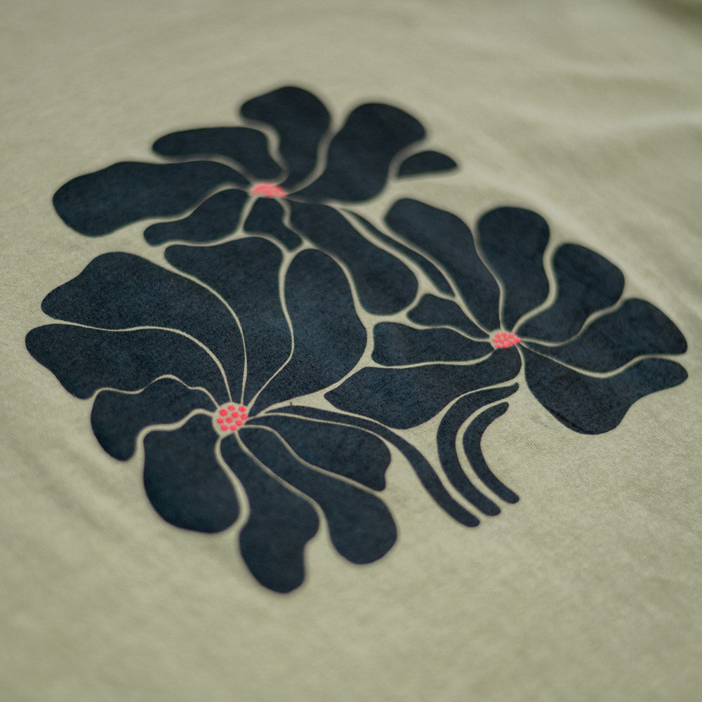 Flowers Tee - Khaki Green