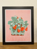 Strawberries • Riso Print • 8x10